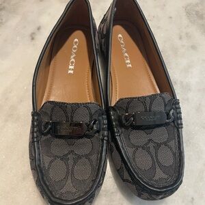 Coach Signature Black Patterned Loafers